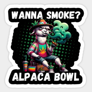 wanna smoke alpaca bowl Sticker